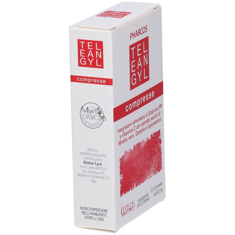 Pack ufficiale del prodotto Teleangyl Pharcos Integratore per Circolazione 20 Compresse Pack ufficiale del prodotto Teleangyl Pharcos Integratore per Circolazione 20 Compresse