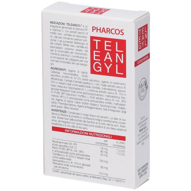 Aspetto del prodotto Teleangyl Pharcos Integratore per Circolazione 20 Compresse Aspetto del prodotto Teleangyl Pharcos Integratore per Circolazione 20 Compresse