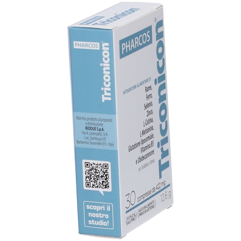 Dettaglio del packaging di Triconicon Integratore per Caduta e Salute Capelli 30 Compresse