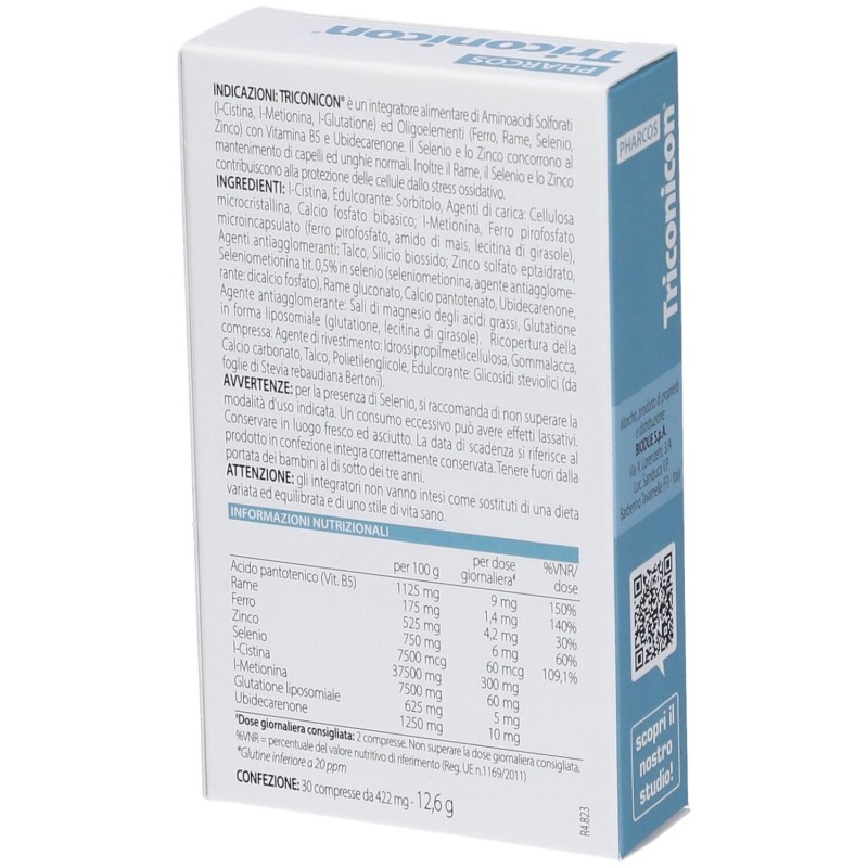 Primo piano di Triconicon Integratore per Caduta e Salute Capelli 30 Compresse