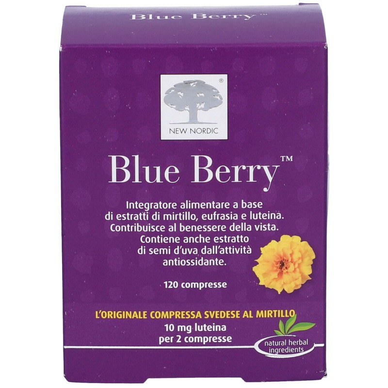 Scatola integra del prodotto New Nordic Blue Berry Integratore per la Vista 120 Compresse Scatola integra del prodotto New Nordic Blue Berry Integratore per la Vista 120 Compresse