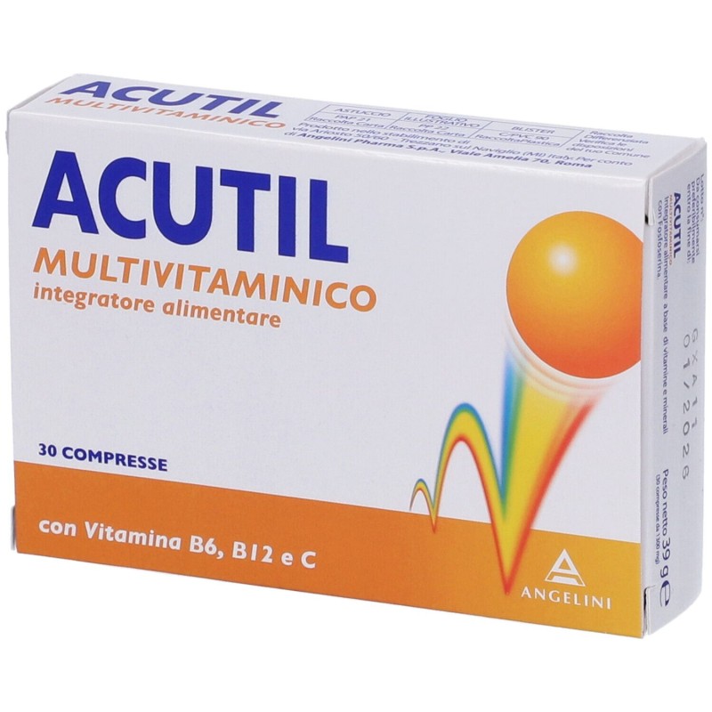 Confezione commerciale diAcutil Multivitaminico 30 Compresse Rivestite Confezione commerciale diAcutil Multivitaminico 30 Compresse Rivestite