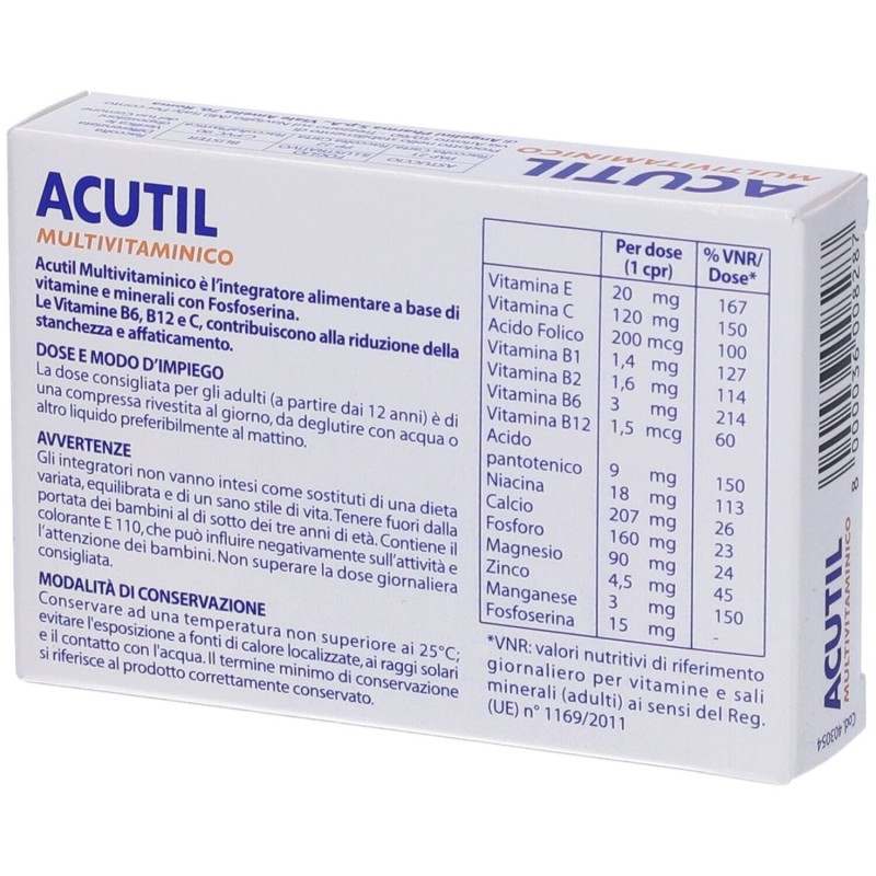 Immagine reale di Acutil Multivitaminico 30 Compresse Rivestite Immagine reale di Acutil Multivitaminico 30 Compresse Rivestite