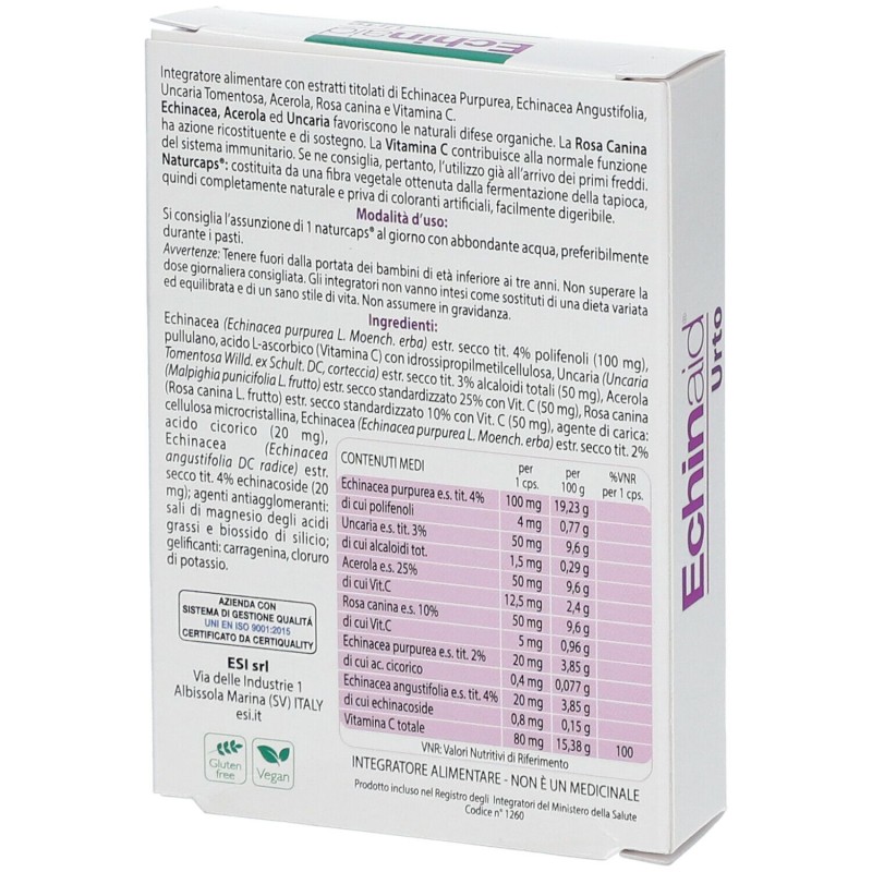 Foto illustrativa del packaging di Esi Echinaid Urto per Difese Immunitarie 30 Capsule Foto illustrativa del packaging di Esi Echinaid Urto per Difese Immunitarie 30 Capsule