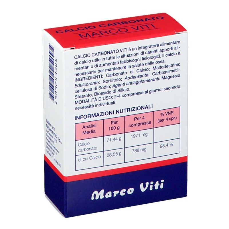 Packaging del prodotto Marco Viti Calcio Carbonato Integratore Ricostituente 60 Compresse Packaging del prodotto Marco Viti Calcio Carbonato Integratore Ricostituente 60 Compresse