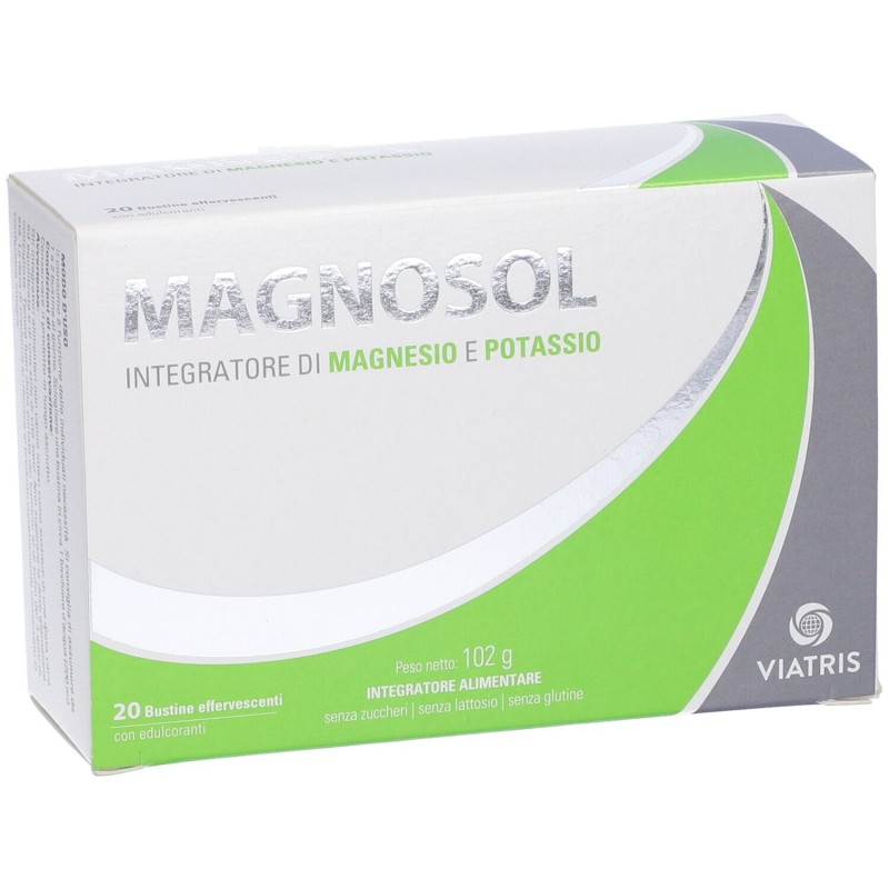 Vista del prodotto Magnosol Integratore di Magnesio e Potassio 20 Bustine Effervescenti
