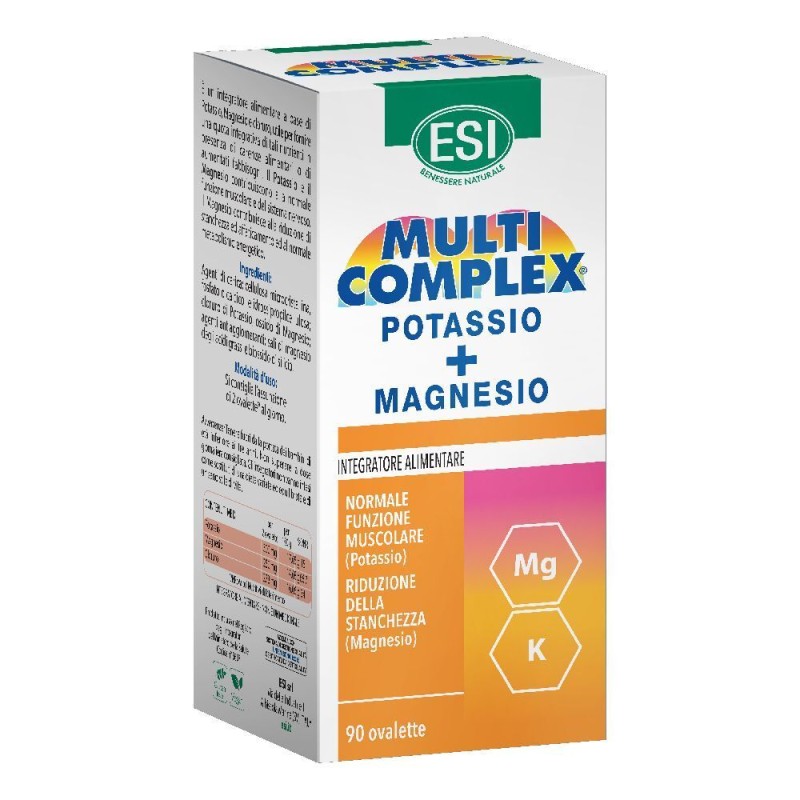 Dettaglio del packaging di ESI Multicomplex Magnesio e Potassio 90 Capsule Dettaglio del packaging di ESI Multicomplex Magnesio e Potassio 90 Capsule