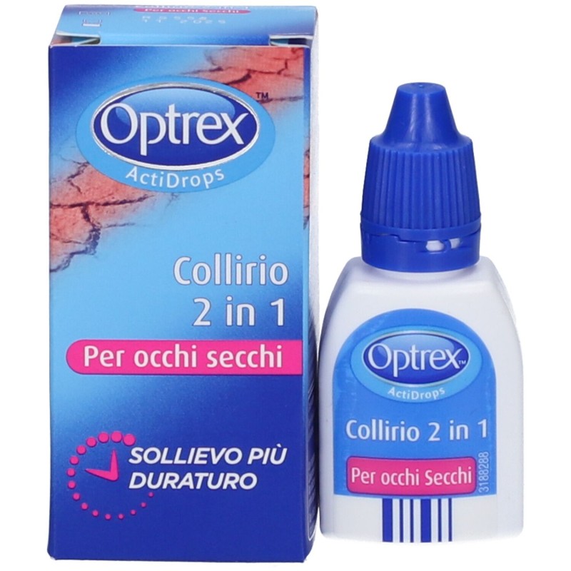 Visualizzazione chiara di Optrex Actidrops 2 in 1 Collirio Reidratante Occhi Secchi 10ml