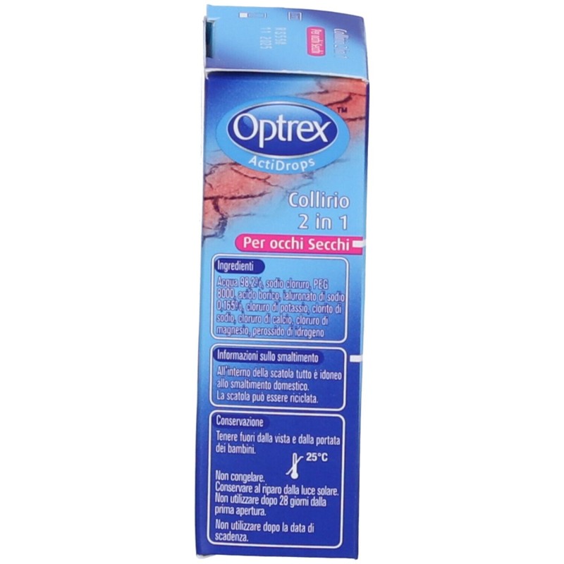 Confezione commerciale diOptrex Actidrops 2 in 1 Collirio Reidratante Occhi Secchi 10ml