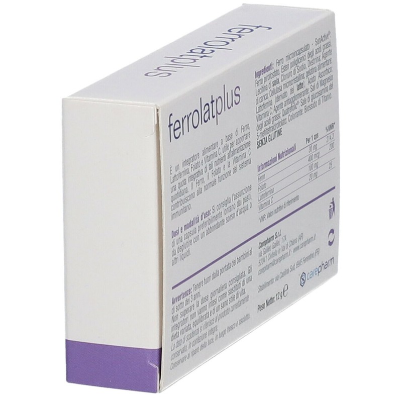 Immagine reale di Ferrolat Plus Integratore Alimentare 20 Capsule Immagine reale di Ferrolat Plus Integratore Alimentare 20 Capsule