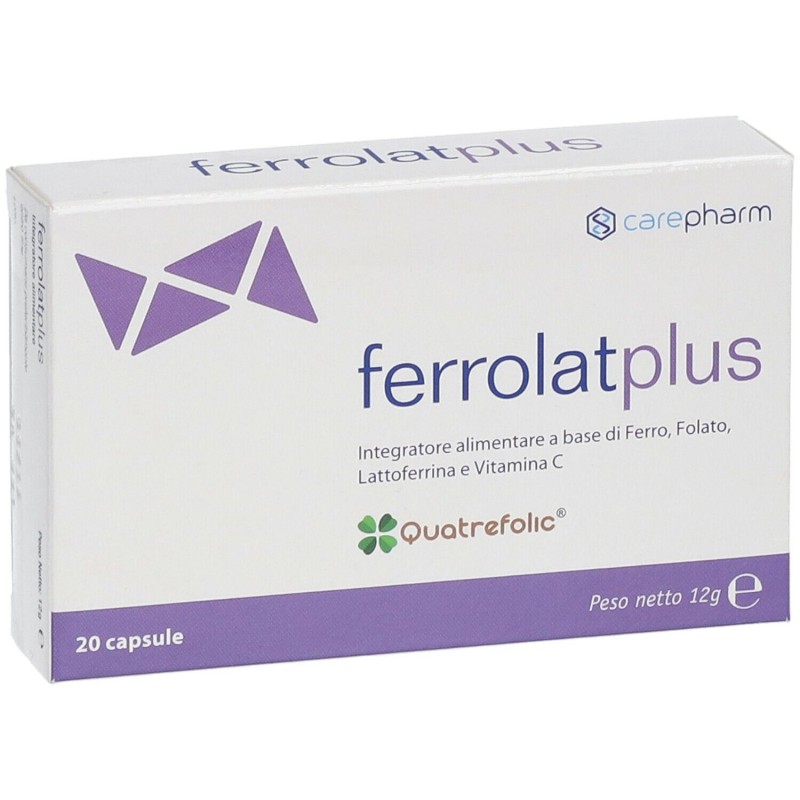 Primo piano di Ferrolat Plus Integratore Alimentare 20 Capsule Primo piano di Ferrolat Plus Integratore Alimentare 20 Capsule