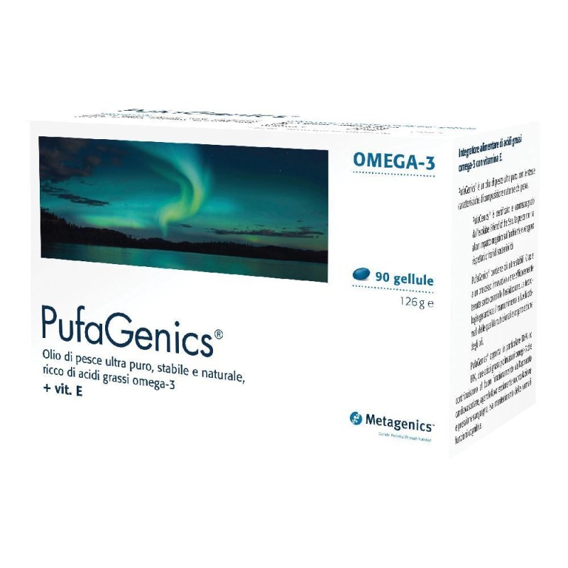 Packaging del prodotto Metagenics Pufagenics Integratore con Omega-3 90 Capsule Packaging del prodotto Metagenics Pufagenics Integratore con Omega-3 90 Capsule