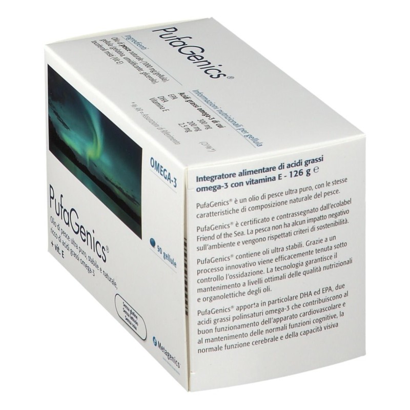 Scatola originale del prodotto Metagenics Pufagenics Integratore con Omega-3 90 Capsule Scatola originale del prodotto Metagenics Pufagenics Integratore con Omega-3 90 Capsule