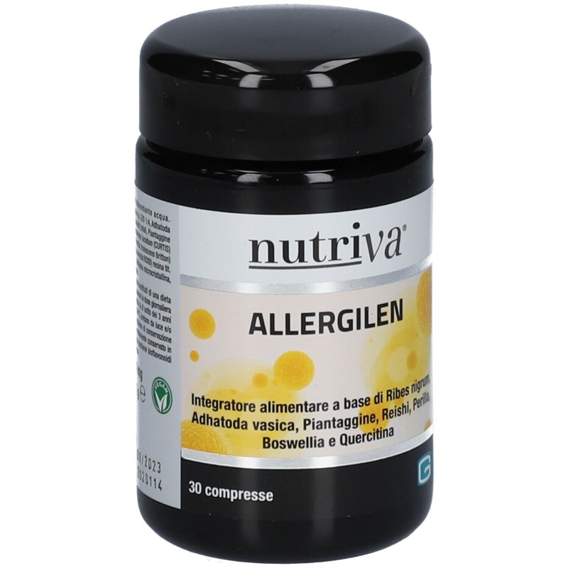 Primo piano di Nutriva Allergilen Integratore Alimentare Immunostimolante 30 Compresse Primo piano di Nutriva Allergilen Integratore Alimentare Immunostimolante 30 Compresse