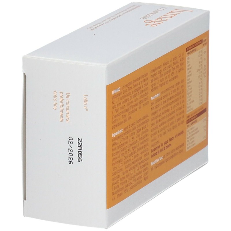 Foto esplicativa di Lumage Integratore per Pelle e Abbronzatura 40 Compresse Foto esplicativa di Lumage Integratore per Pelle e Abbronzatura 40 Compresse