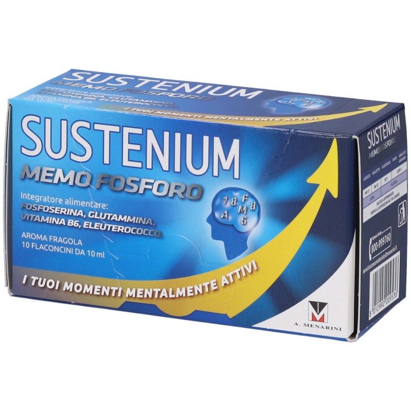 Pack ufficiale del prodotto Sustenium Memo Fosforo per Memoria e Concentrazione 10 Flaconcini