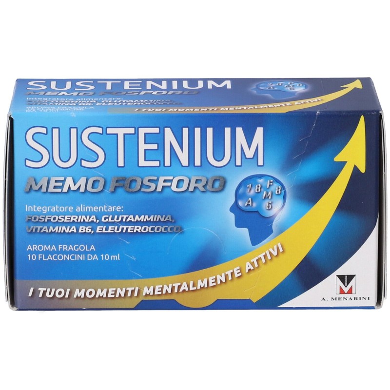 Packaging del prodotto Sustenium Memo Fosforo per Memoria e Concentrazione 10 Flaconcini