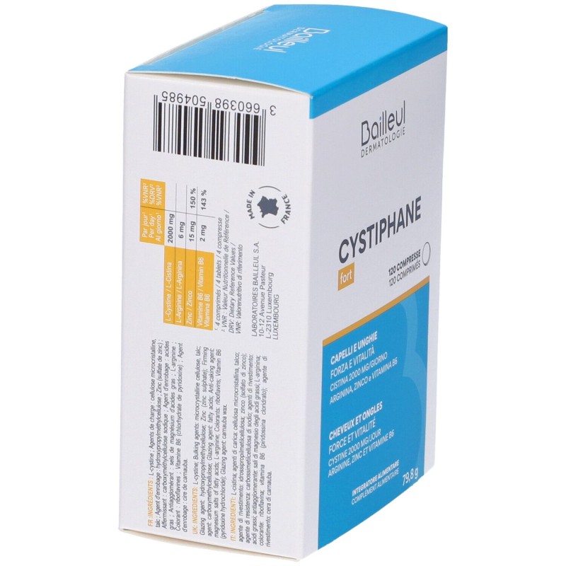 Confezione commerciale diCystiphane Integratore Alimentare per Capelli e Unghie 120 Compresse Confezione commerciale diCystiphane Integratore Alimentare per Capelli e Unghie 120 Compresse