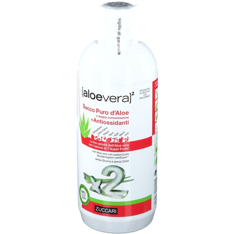 Scatola originale del prodotto Zuccari AloeVera2 Succo Puro 100% con Antiossidanti 1000ml