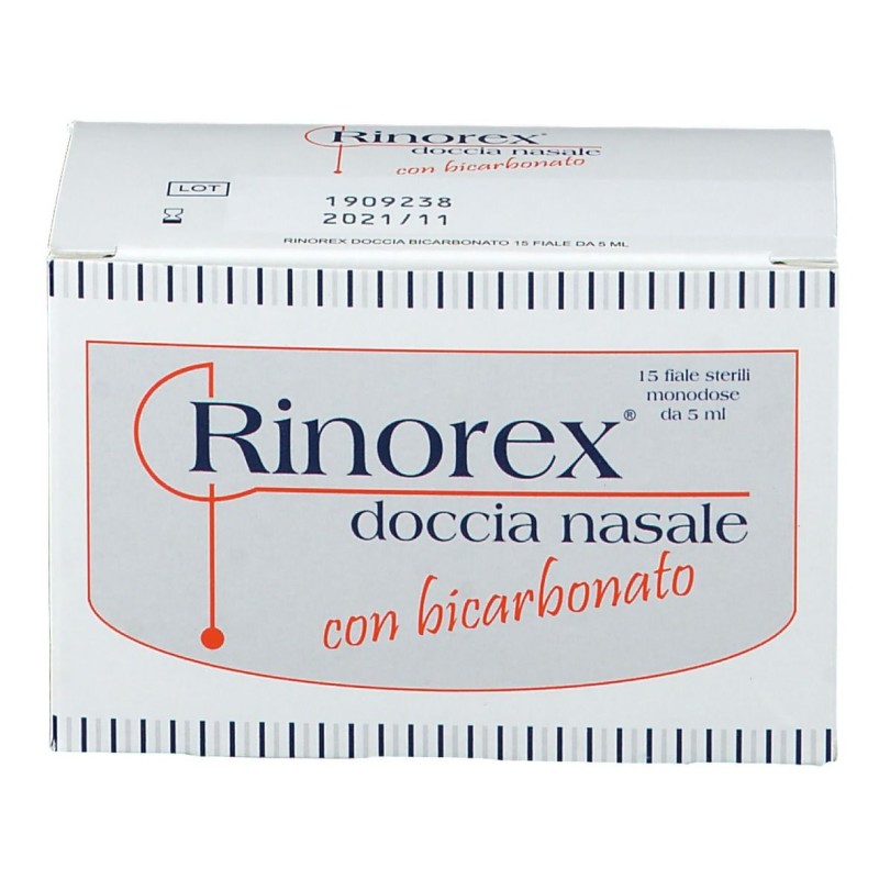 Pack ufficiale del prodotto Rinorex Fiala Per Doccia Nasale Bicarbonato 15 Fiale