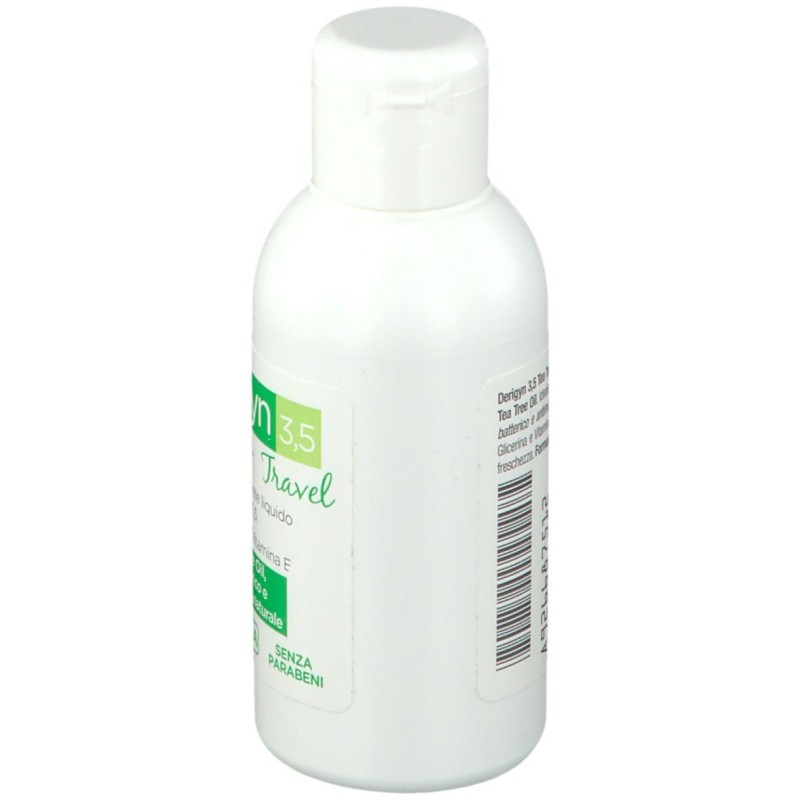 Dettaglio del packaging di Derigyn Travel per Igiene Intima e Corpo 100ml Dettaglio del packaging di Derigyn Travel per Igiene Intima e Corpo 100ml