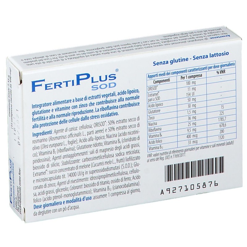 Foto ravvicinata di Fertiplus Sod Integratore per la Fertilità 15 Compresse Foto ravvicinata di Fertiplus Sod Integratore per la Fertilità 15 Compresse