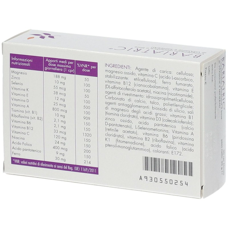 Packaging integro del prodotto Bariatric Integratore Vitamine e Minerali 30 Compresse
