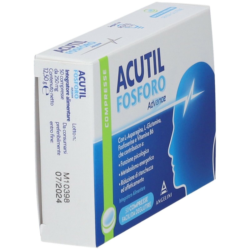 Primo piano di Acutil Fosforo Advance Integratore Concentrazione e Memoria 50 Compresse Primo piano di Acutil Fosforo Advance Integratore Concentrazione e Memoria 50 Compresse