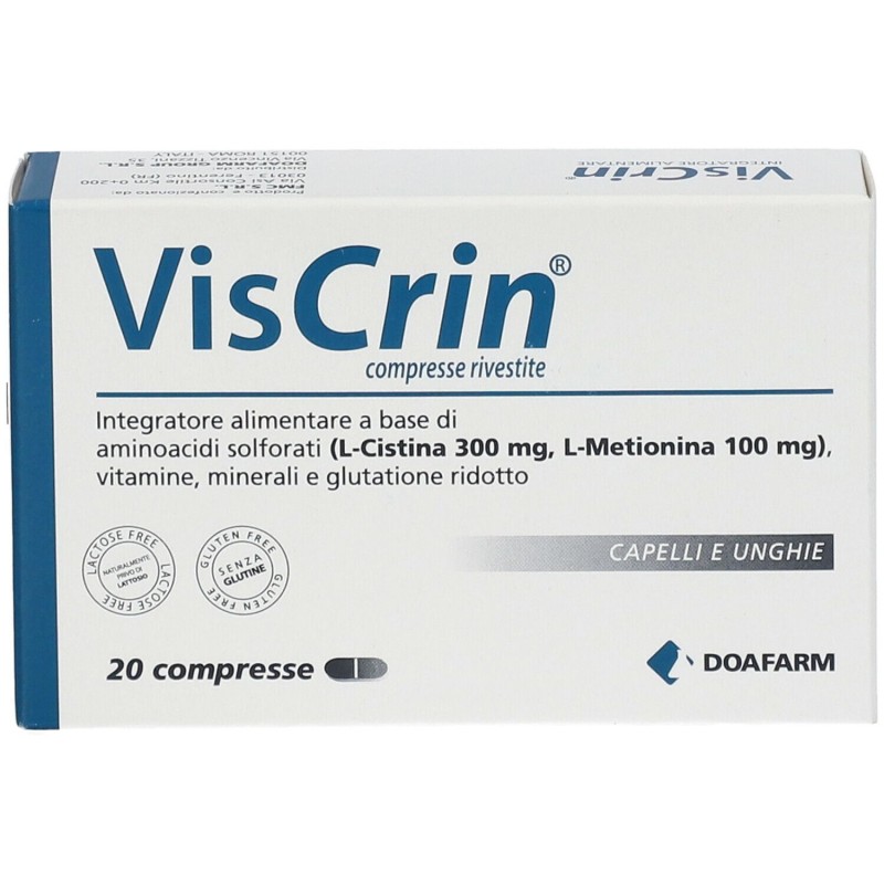 Presentazione grafica di Viscrin Integratore per Pelle e Unghie 20 Compresse Presentazione grafica di Viscrin Integratore per Pelle e Unghie 20 Compresse
