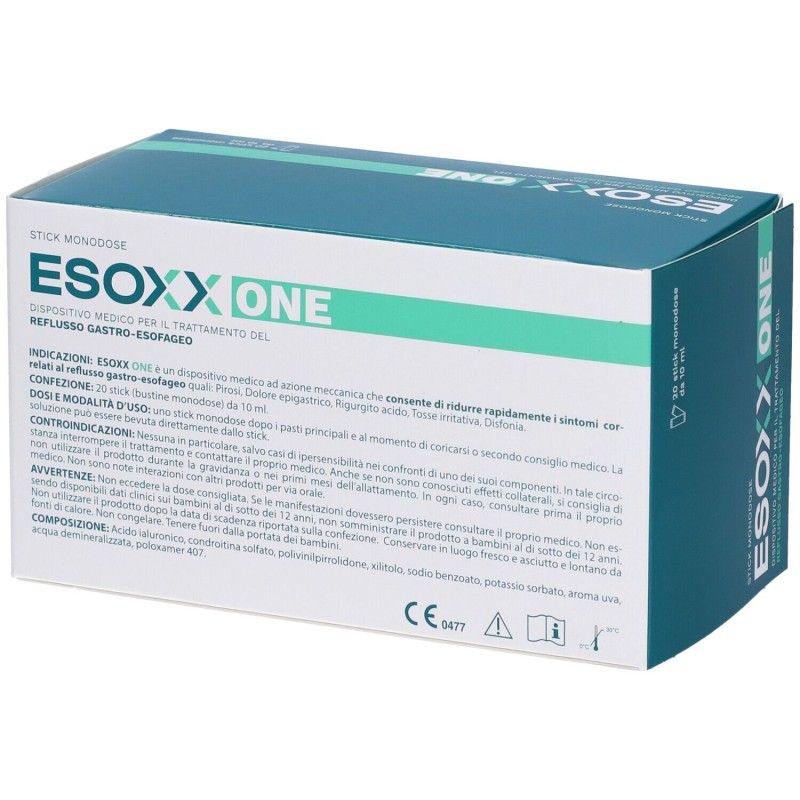 Foto illustrativa del packaging di Esoxx One per Reflusso 20 Stick Foto illustrativa del packaging di Esoxx One per Reflusso 20 Stick