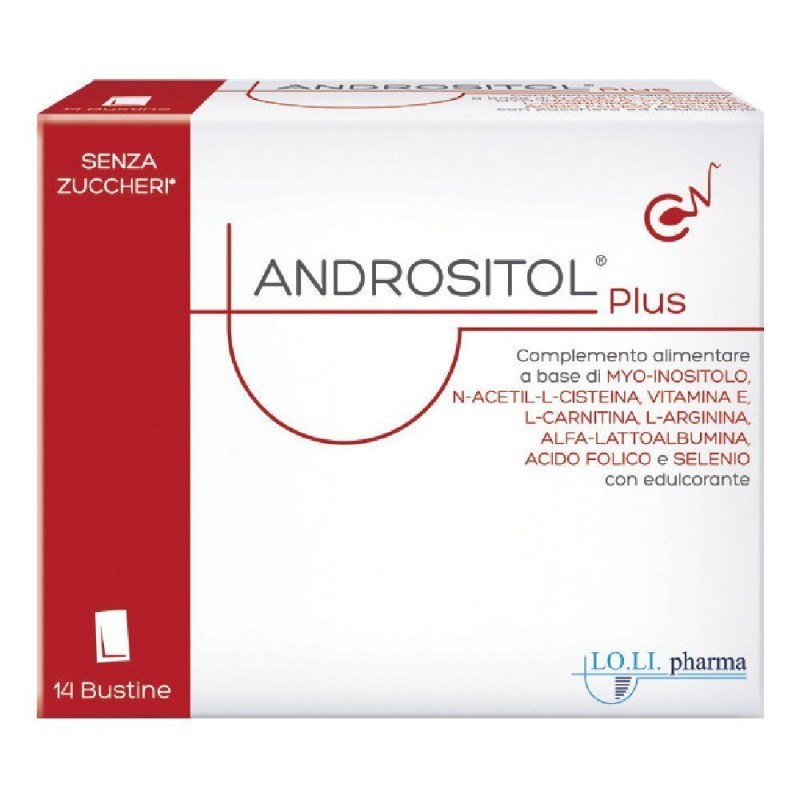 Scatola integra del prodotto Andrositol Plus Integratore per Fertilità Maschile 14 Bustine