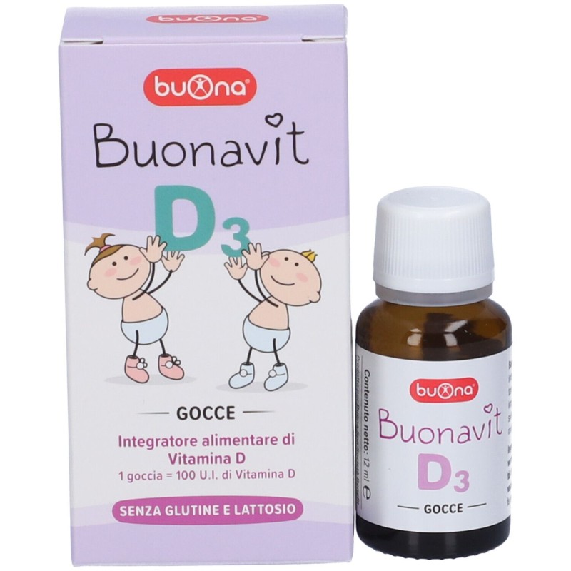 Confezione sigillata di Buonavit D3 Integratore Vitamina D3 Gocce 12ml