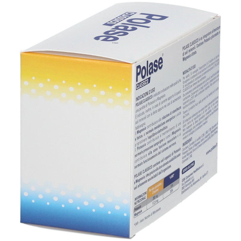 Foto illustrativa del packaging di Polase Integratore di Magnesio e Potassio 24 Bustine Gusto Limone Foto illustrativa del packaging di Polase Integratore di Magnesio e Potassio 24 Bustine Gusto Limone