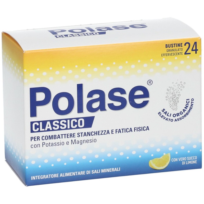 Dettaglio del packaging di Polase Integratore di Magnesio e Potassio 24 Bustine Gusto Limone Dettaglio del packaging di Polase Integratore di Magnesio e Potassio 24 Bustine Gusto Limone
