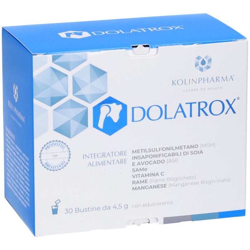 Scatola integra del prodotto Dolatrox Integratore Per Cartilagini E Articolazioni 30 Bustine