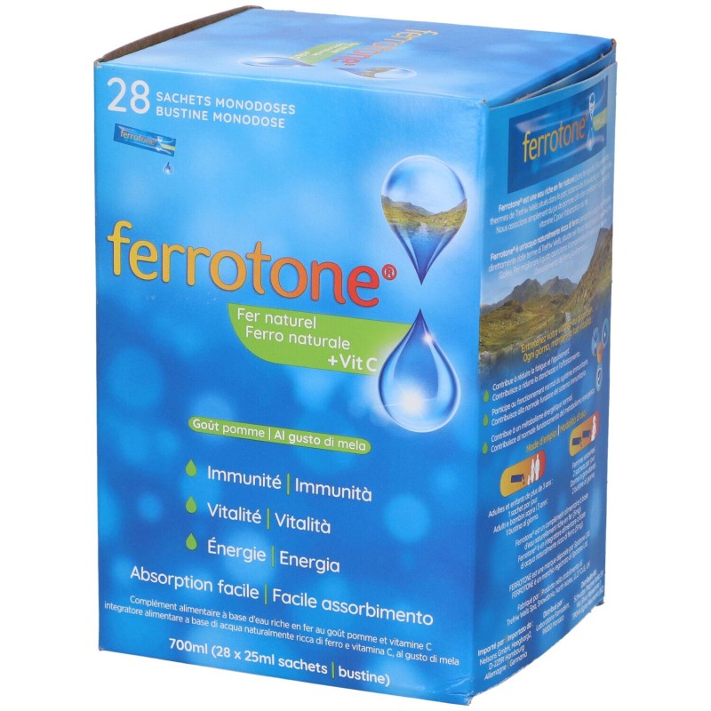 Aspetto del prodotto Ferrotone Apple Integratore Alimentare 28 Bustine