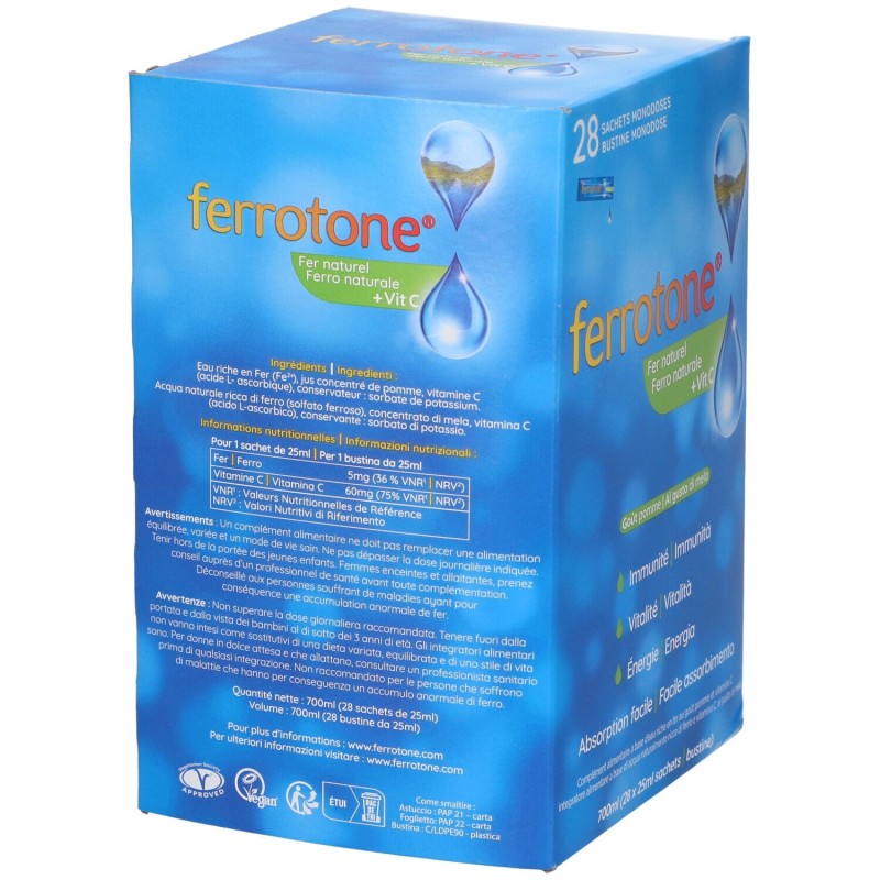 Scatola integra del prodotto Ferrotone Apple Integratore Alimentare 28 Bustine