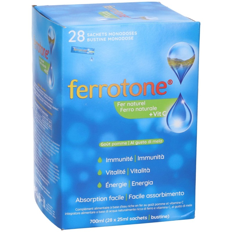Scatola originale del prodotto Ferrotone Apple Integratore Alimentare 28 Bustine