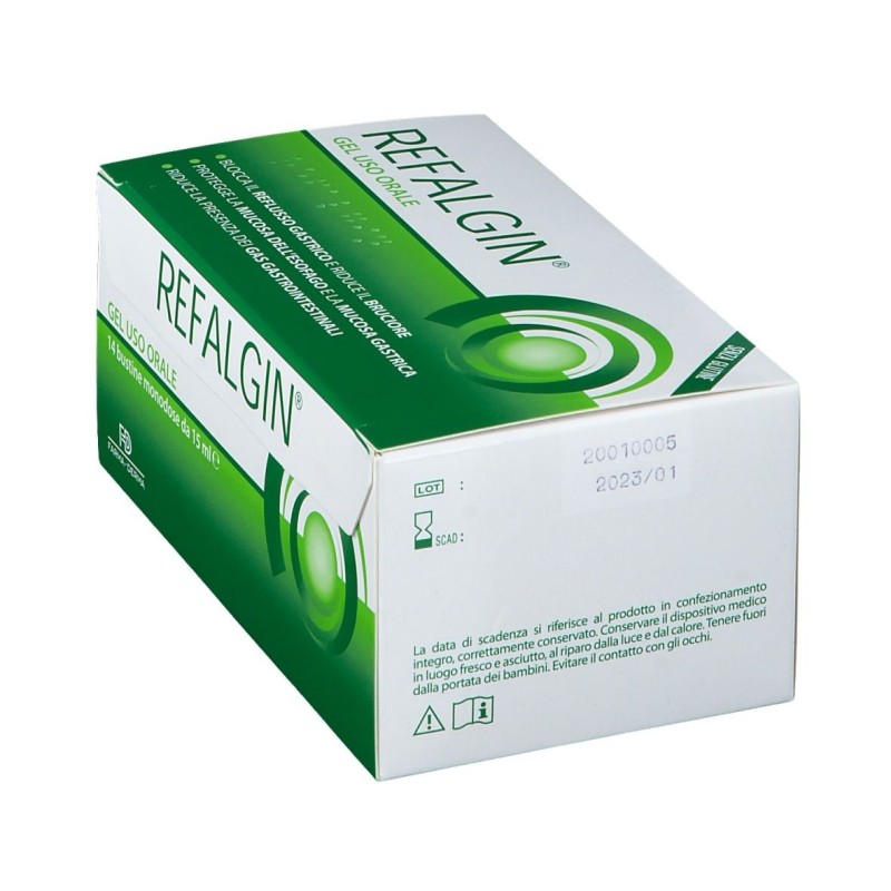 Presentazione grafica di Farma-Derma Refalgin Gel Soluzione per Reflusso Gastrico 14 Bustine