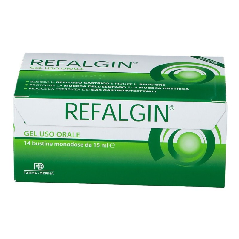 Aspetto del prodotto Farma-Derma Refalgin Gel Soluzione per Reflusso Gastrico 14 Bustine