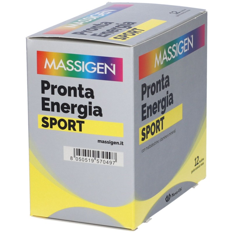 Scatola integra del prodotto Marco Viti Massigen Sport Pronta Energia Integratore Vitamine Minerali 12 Bustine