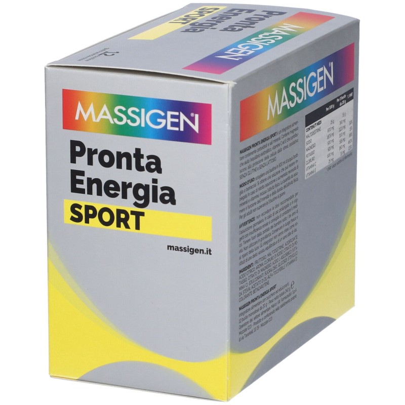 Packaging del prodotto Marco Viti Massigen Sport Pronta Energia Integratore Vitamine Minerali 12 Bustine