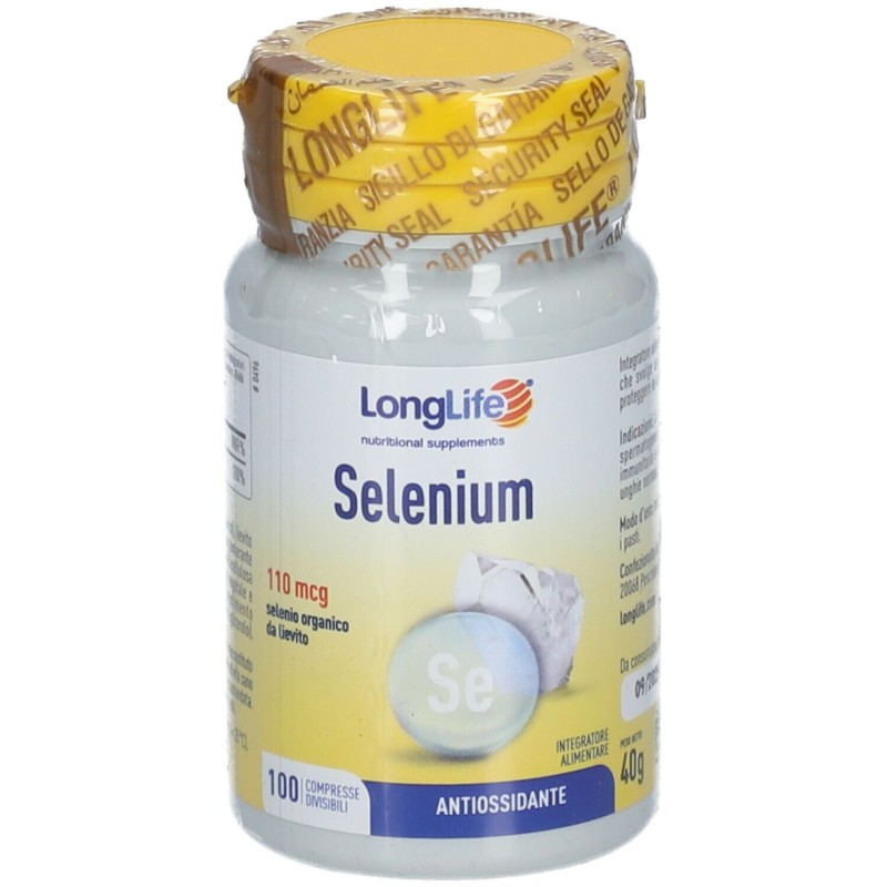 Dettaglio del packaging di Longlife Selenium Integratore Antiossidante 100 Compresse Dettaglio del packaging di Longlife Selenium Integratore Antiossidante 100 Compresse