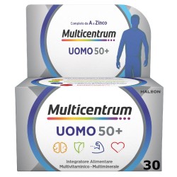 Primo piano di Multicentrum Uomo 50 + Multivitaminico per Uomini dai 50 anni 30 Compresse