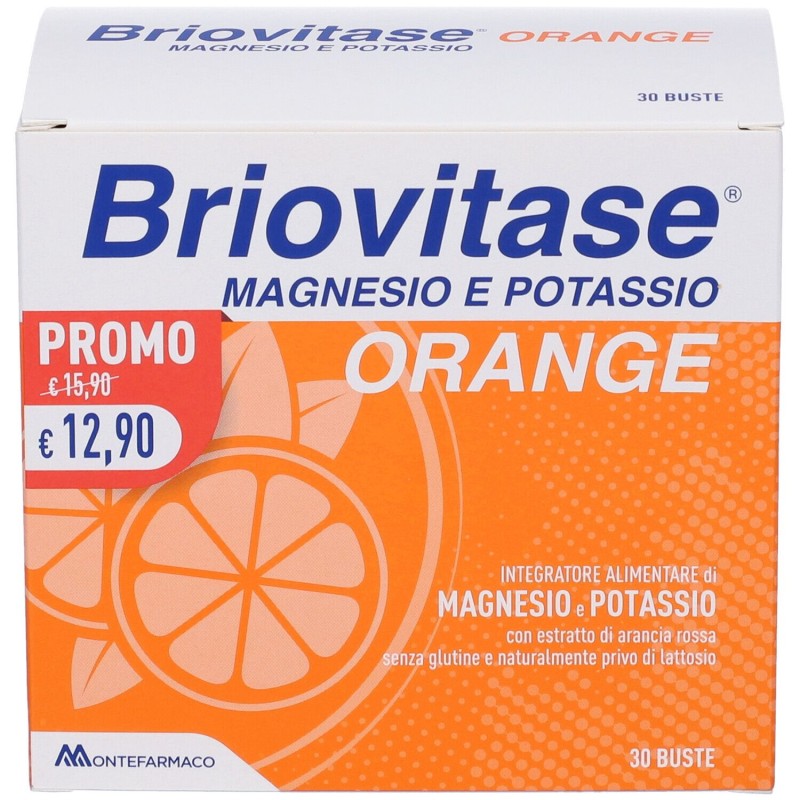 Aspetto del prodotto Briovitase Orange Magnesio e Potassio Gusto Arancia 30 Bustine