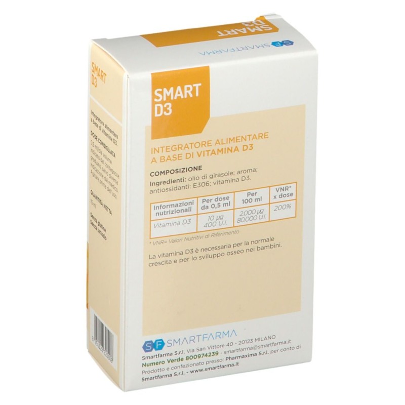 Presentazione grafica di Smart D3 Integratore per Muscoli e Ossa 15ml Presentazione grafica di Smart D3 Integratore per Muscoli e Ossa 15ml