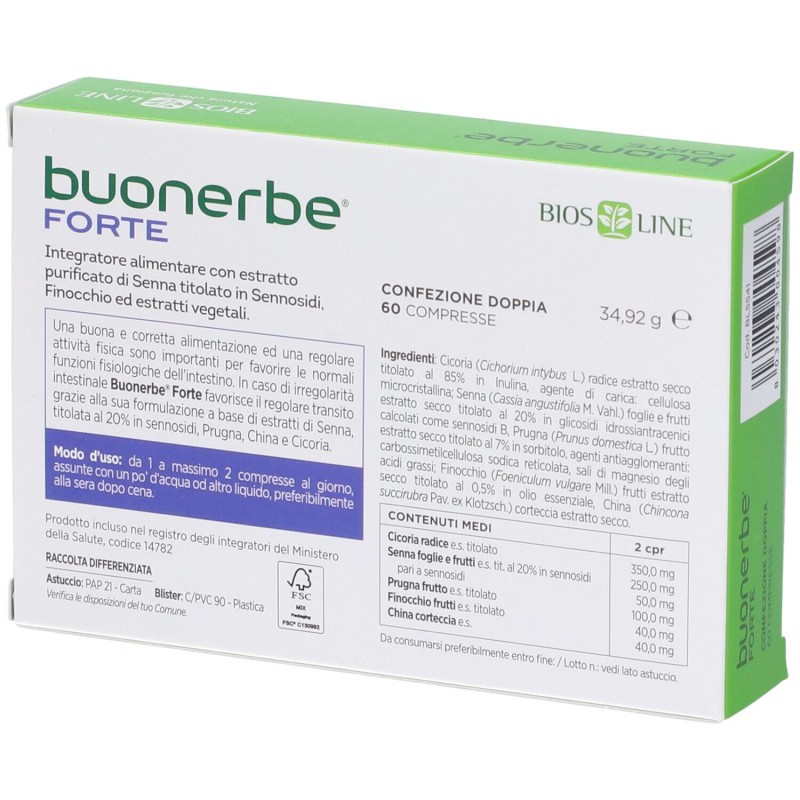 Foto ravvicinata di Buonerbe Forte Integratore per Regolarità Intestinale 60 Compresse