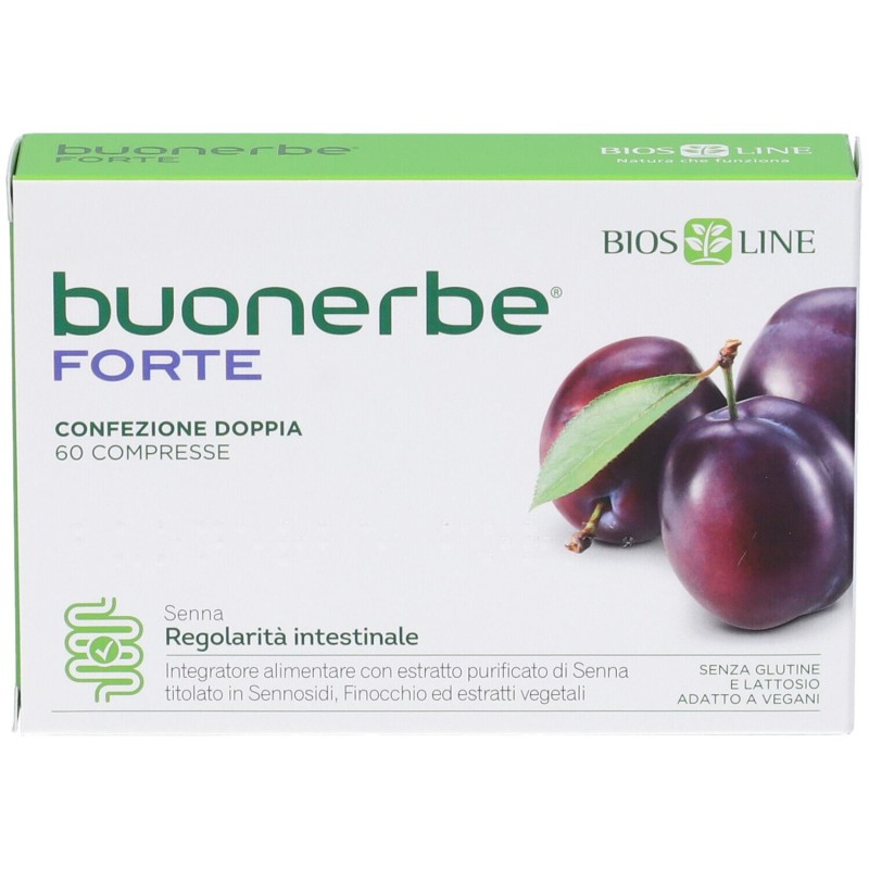 Foto illustrativa del packaging di Buonerbe Forte Integratore per Regolarità Intestinale 60 Compresse