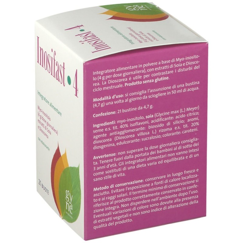 Primo piano di Inosifast 4 Integratore per Il Ciclo Mestruale 21 Bustine