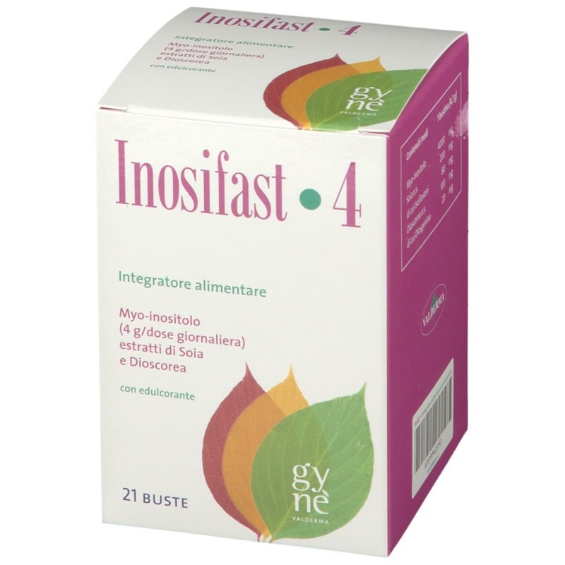 Presentazione grafica di Inosifast 4 Integratore per Il Ciclo Mestruale 21 Bustine